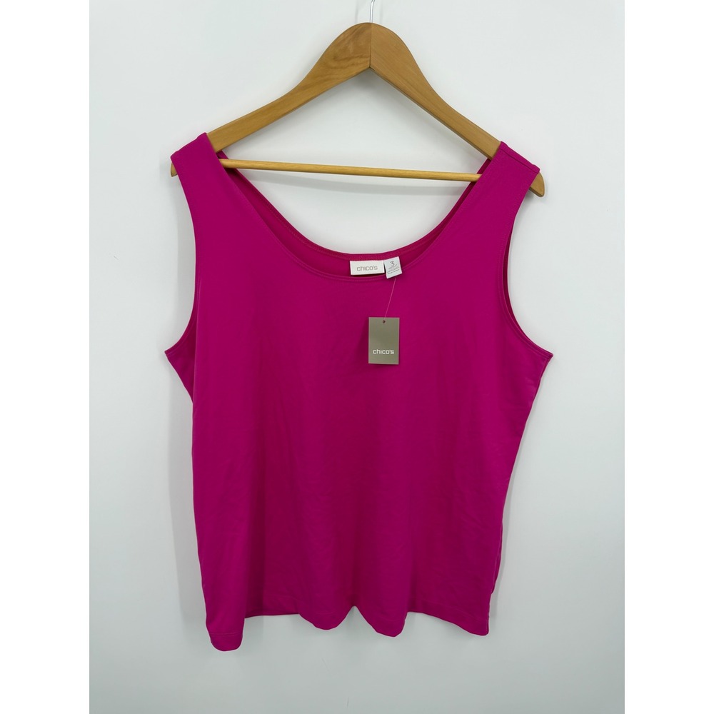 Chico's Microfiber Contemporary Tank Top Women 3 US XL Summerberry Pink Stretch